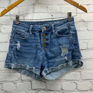 Vanilla Star Hot Pants Short Shorts Juniors Sz 1 High Rise Blue Denim